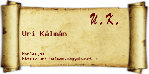 Uri Kálmán névjegykártya